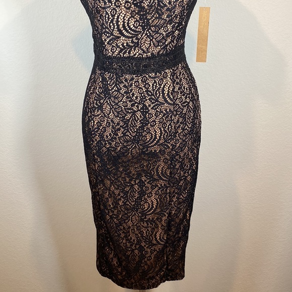 Rachel Rachel Roy Cold Shoulder Floral Lace Midi Dress In Black Size 0 Brand NEW - Picture 7 of 8